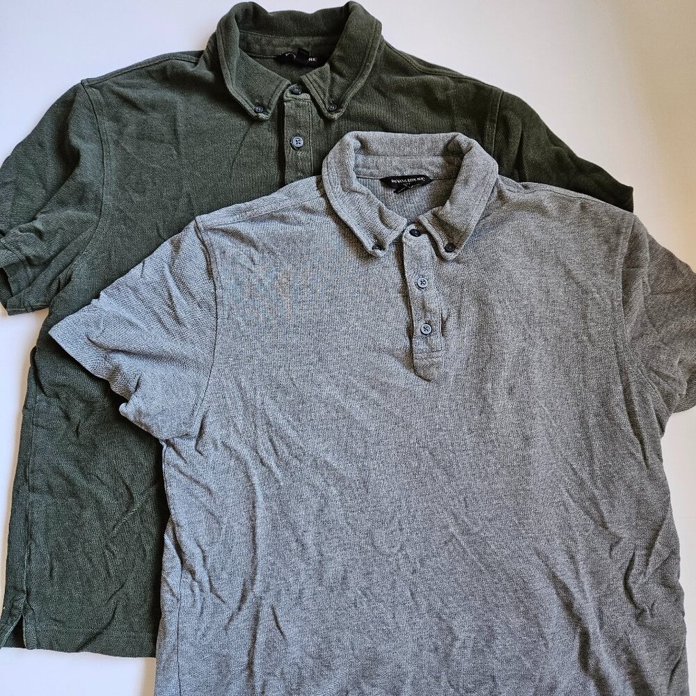 Banana Republic Grey Gray Olive Green Short Sleeve Polo Short Sleeve Polo Tshirt